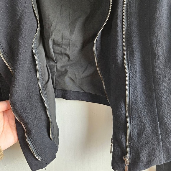 Blank NYC Crepe Mesh Mixed Media Moto Jacket L Black Double Zip‎ - Picture 6 of 14